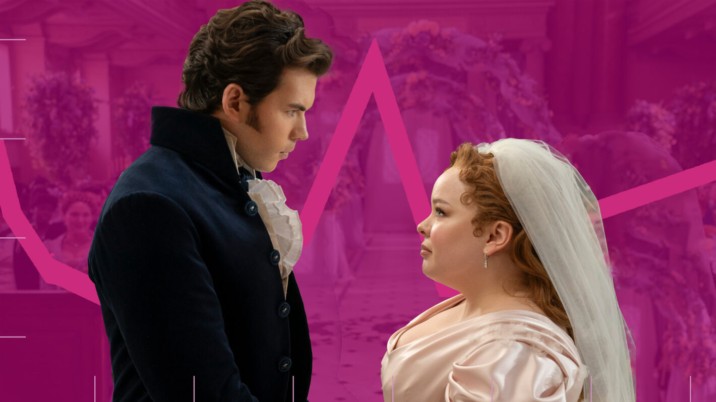 Luke Newton and Nicola Coughlan in 'Bridgerton' Season 3