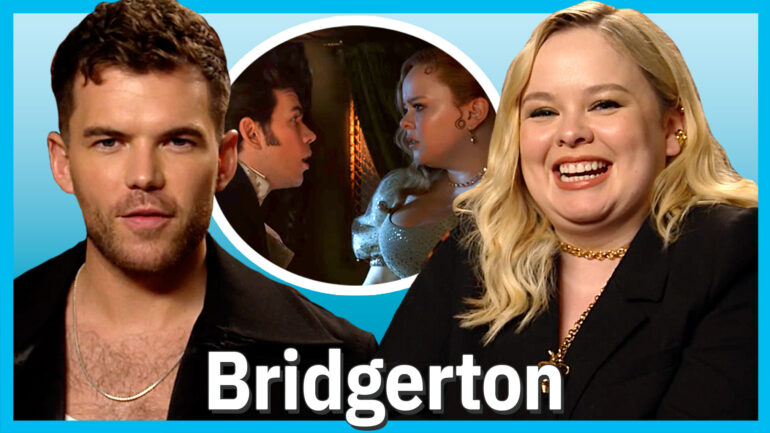 Luke Newton and Nicola Coughlan for 'Bridgerton' Season 3 carriage scene