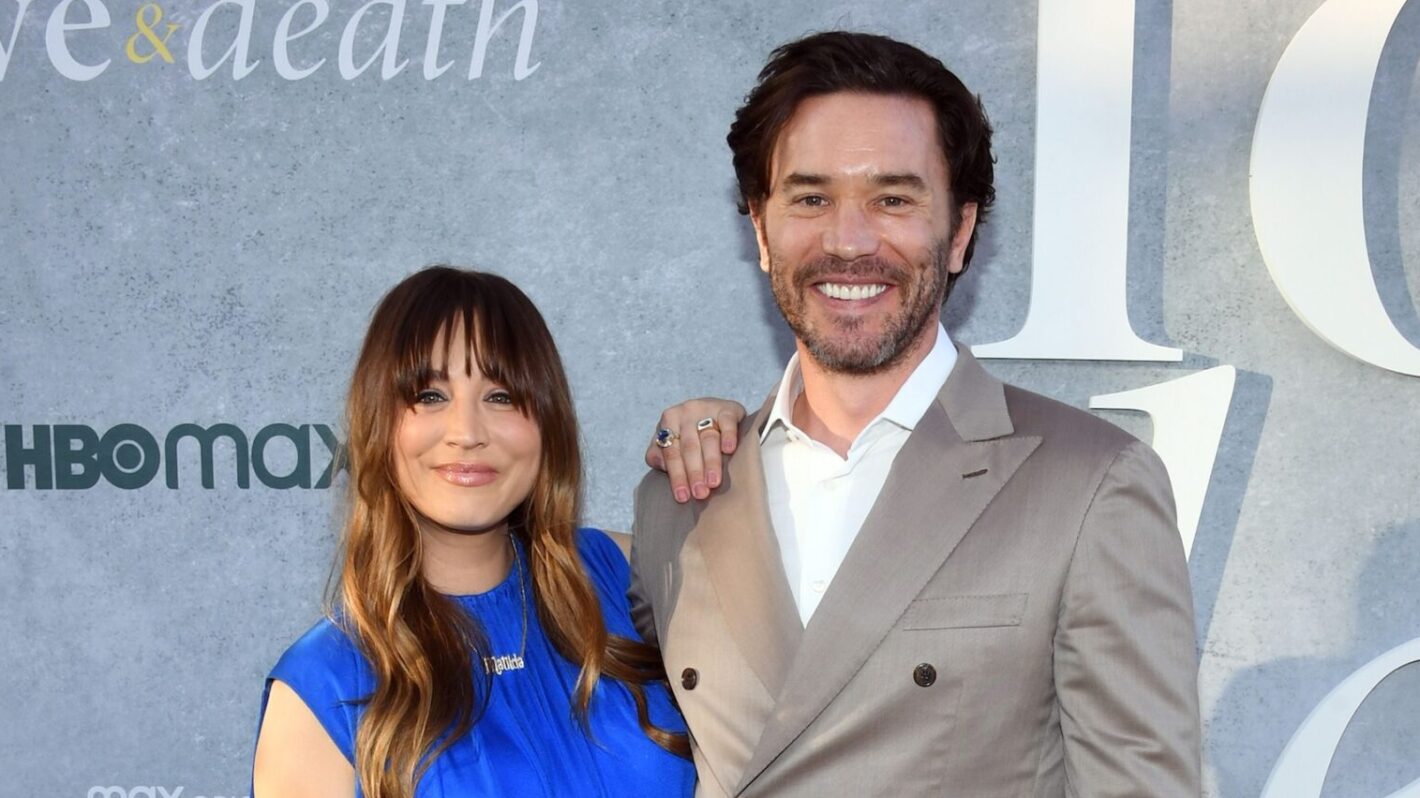 Kaley Cuoco and Tom Pelphrey attend the Los Angeles premiere of Max Original Limited Series